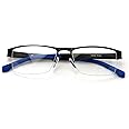 V.W.E. Men Half Rimless Rectangular Non-prescription Glasses Frame Clear Lens Eyeglasses TR90
