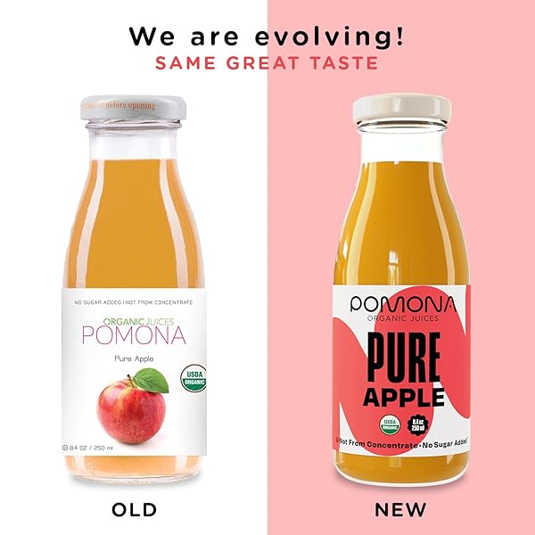 POMONA ORGANIC APPLE JUICE (PACK OF 12), 8.4 OZ GLASS BOTTLES