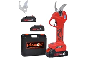 Pikasola Electric Pruning Shears for Bushes, Tree Branch, Limb, Cordless Electric Pruner with 2 Lithium Battery, 6-7 Working Hours, 1.2inch Diameter Electric Shear with 2 replacement blades.