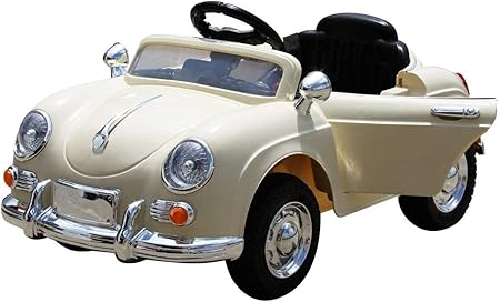 Amazon 乗用電動玩具 ドイツクラシックカー カラー ホワイト 電動乗用 ポルシェタイプ Pb802 運転操作とプロポ操作で走行可能な電動ラジコンカー 乗用おもちゃ 子供向け乗用玩具 電動乗用 おもちゃ