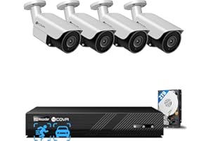 FORCOVR 4COVR Wired Security Camera System, 8CH 8MP H.265 Ultra HD NVR 2TB HDD, 4Pcs Bullet 8MP Wired PoE IP Camera with Audio, IP67 Home Weatherproof, Person Vehicle Detection & Night Vision, LY37EX8M0804