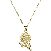 ALRNBY Sunflower Necklace for Women Non Tarnish You Are My Sunshine Gifts Gold Flower Necklaces Dainty Stainless Steel Jewelry