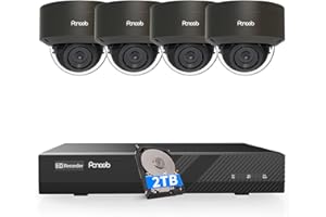 PANOOB 8CH 4K PoE Security Camera Systems, 4K/8MP 8-Channel NVR w/ 2TB HDD, 4PCS Wired 8MP 2.8mm Smart Human Detection Outdoor Dome IP Cameras for Home Business 24/7 Audio Recording