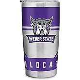 Rico Industries NCAA Weber State Wildcats Standard 20oz Stainless Steel Tumbler with Lid - Great For Coffee, Tea, Water or Cocktails