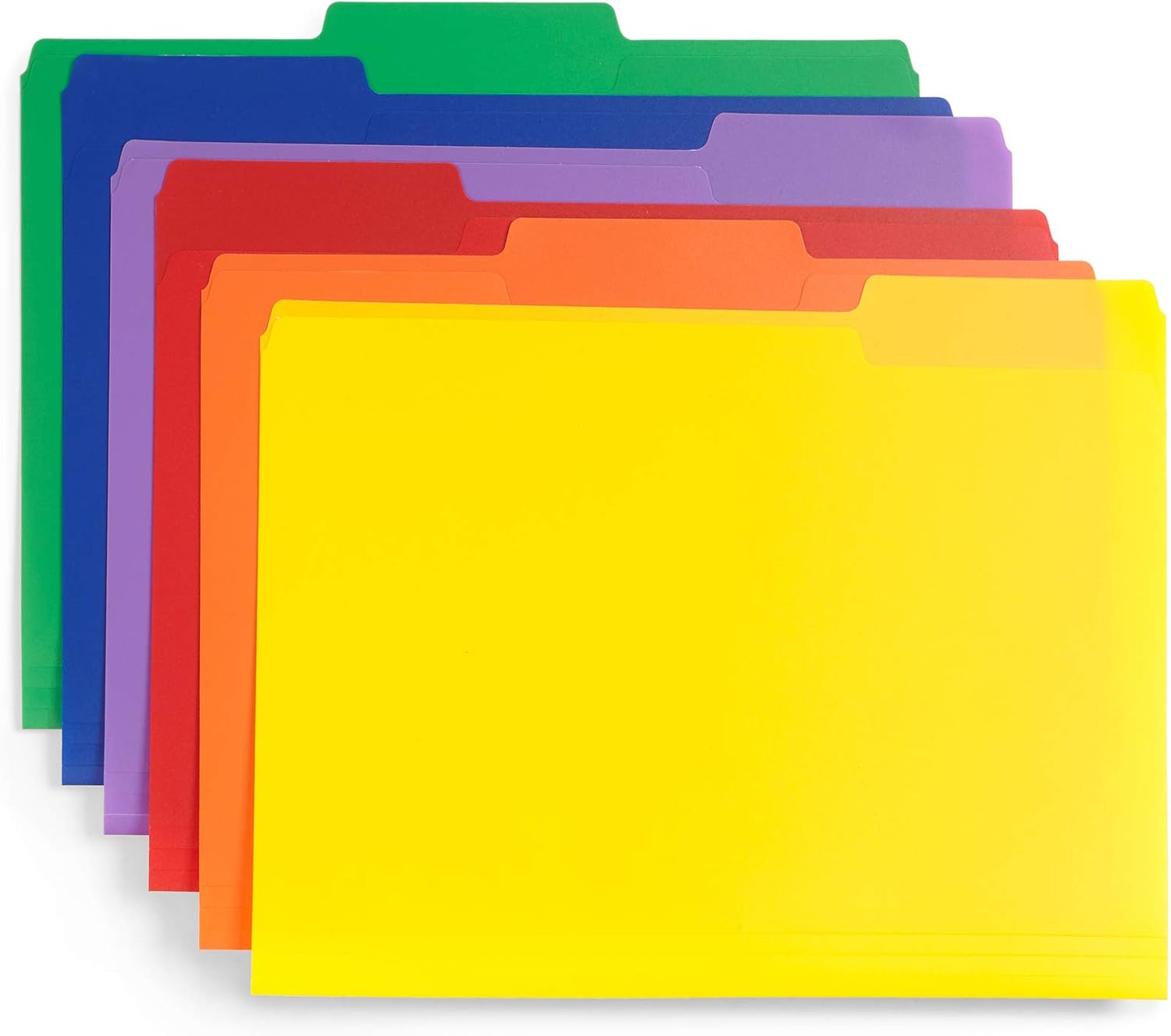 Blue Summit Supplies Plastic File Folders, 1/3 Cut Tab, Heavy Duty Multi Colored Poly Folders, Letter Size, 30 Pack : Office Products
