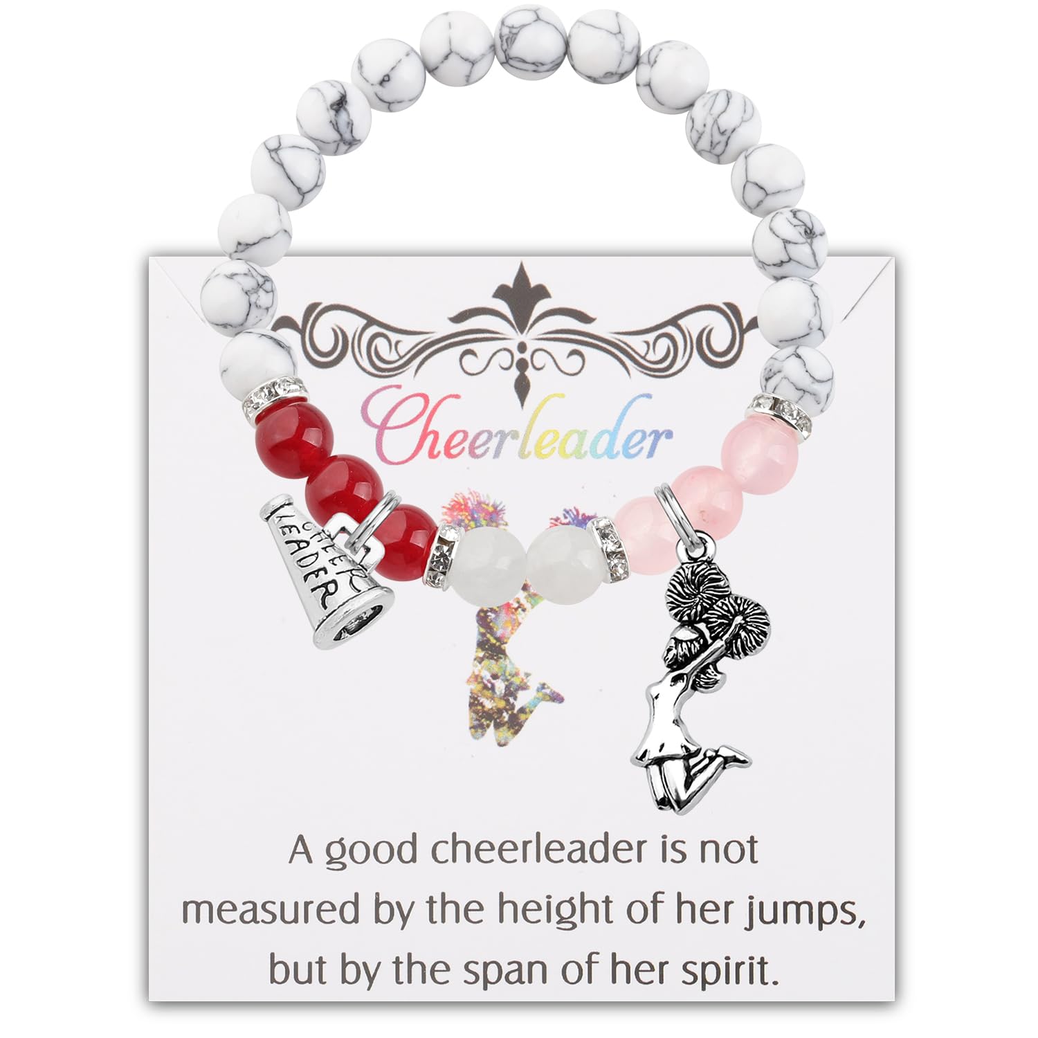 PLITI Cheerleader Bracelet Cheerleading Gift Cheer Coach Appreciation Gift Megaphone Jewelry For Cheer Girl (Cheerleader Megaphone bgU)