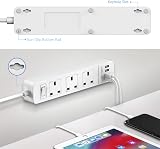 JSVER Extension Lead USB 3 Outlets 4 USB 10.5W 13A 245mm White view 6