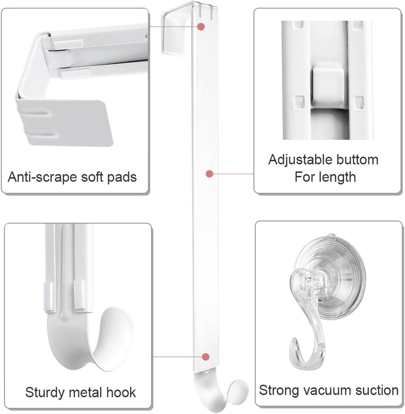 Wreath Hanger, VIS'V 15-24 Inch Adjustable Metal Wreath Hanger for Front Door 20 LB Heavy Duty Wreath Holder with 4 Suction Cup Hooks for Wreath Christmas Decorations - White: Home & Kitchen