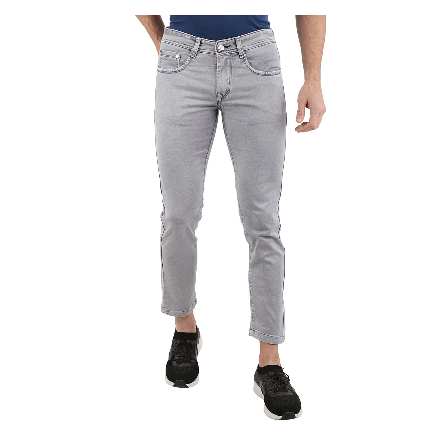 Buy VMart Men Solid Medium Rise Ankle Fit Jeans 421404 at Amazon.in