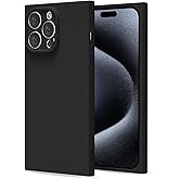 LoeoeL for iPhone 15 Pro Case Silicone, Rectangle Edge Cute Y2k Phone Case for Women Girl, Thin Protective Aesthetic Girly Design Soft Rubber with Camera Cover, Black