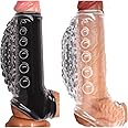 Cock Rings for Men, Reusable Penis Enlarge Sleeves Girth, Delay Ejaculation Stronger Erection Enhancement Sex Toys Silicone Penis Rings for Men - 2pcs (Transparent+Black)