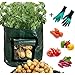 Amabana Potato Grow Bags With Garden Gloves,2 Pack 10 Gallon Vegetables Planter Bags with Access Flap, Raised Garden Bed Heavy Duty Suitable for Planting Vegetables, Taro, Radish, Carrots, Onions