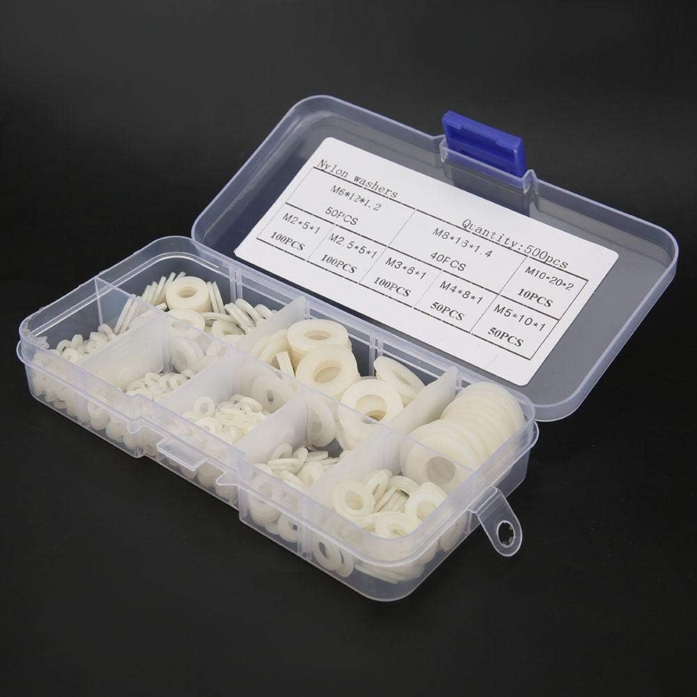 Nylon Flat Washer Assortment Set 500 Piece M2 M2.5 M3 M4 M5 M6 M8 M10 Flat Washers Kit for Hardware Fastening - Image 3