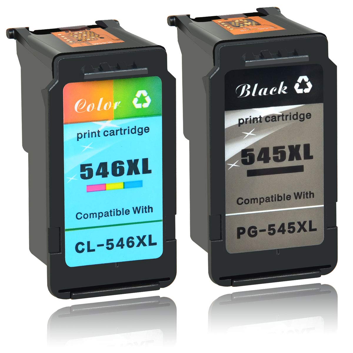 NineLeaf 2 Remanufactured PG-545XL CL-546XL Ink Cartridges Compatible for Canon 545XL 456XL Pixma MG2400 MG2450 MG2455 MG2500 MG2550 MG2550S Printer 1 Black 1 Colour