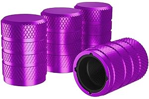 DEKO TICO Purple Tire Valve Stem Caps Aluminum Tire Valve Caps with Plastic Liner Valve Stem Covers Universal fit Cars, Trucks, SUVs, Motorcycles, Bikes丨Airtight Seal丨­Corrosion Resistant丨Durable (4 Pack)