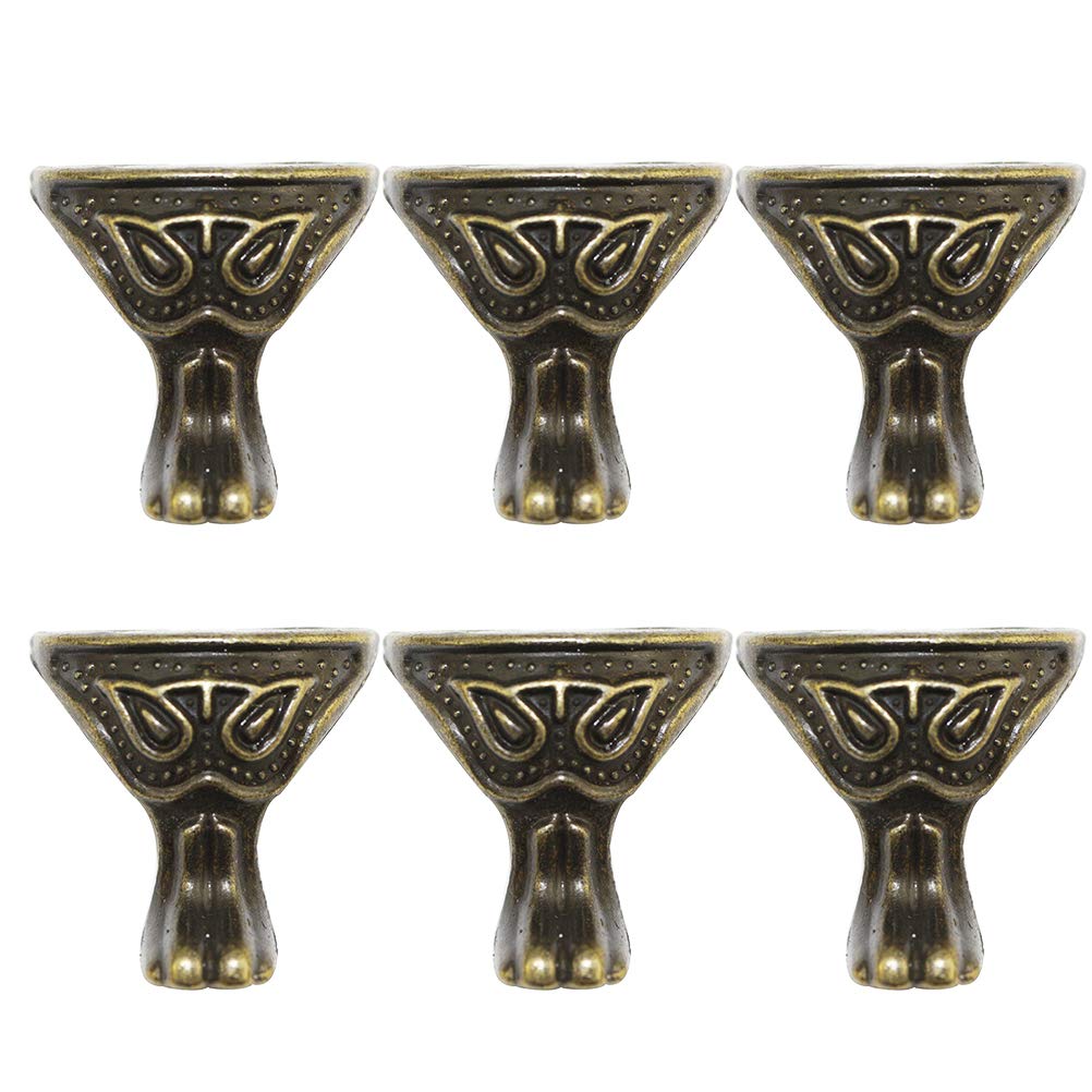 VOSAREA 20pcs Antique Box Legs Metal Box Feet Corner Protectors Jewelry Box Chest Wood Case Legs Corner Protector Guards Bronze 28x27mm