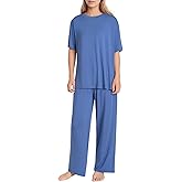 Pintage Women's Petite Oversized Lounge Set Petite Length Wide Leg Pants