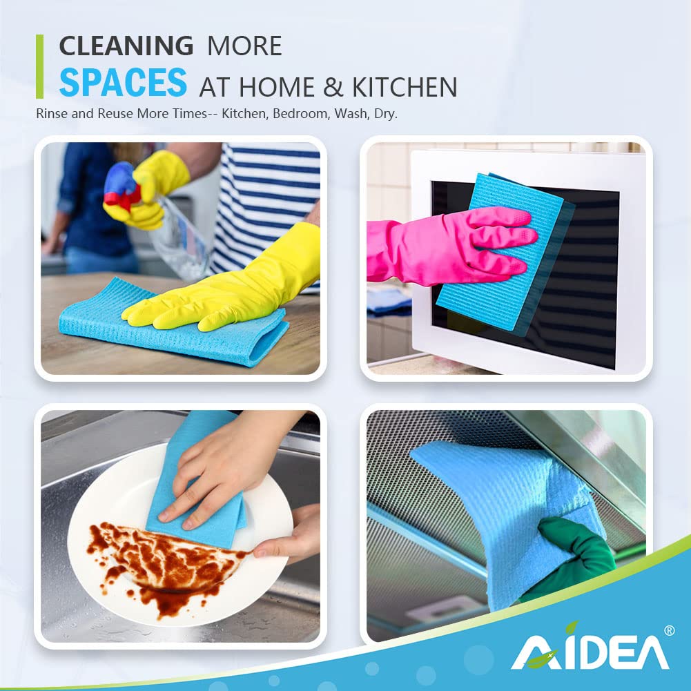 AIDEA Swedish Dish Cloth, 10PK, Swedish Dishcloths for Kitchen, Reusable Paper Towels Washable, Sponge Cloths Kitchen, Absorbent Dish Rags, Dish Towels Cloth, 7