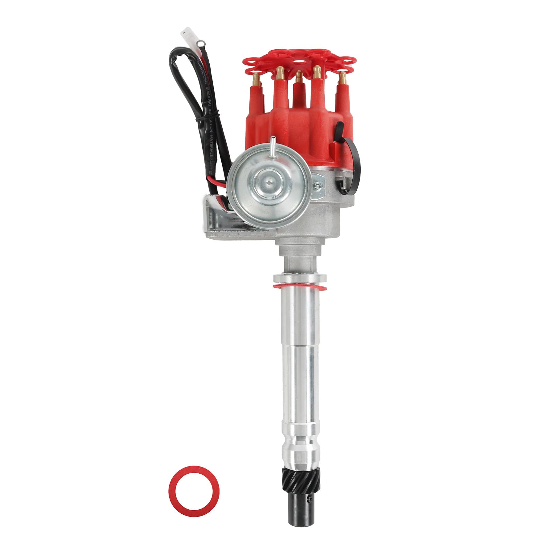Photo 1 of Ignition Distributor w/Red Cap & Rotor Replacement for Chevy SBC BBC 283 305 327 350 454 V8 R2R Two-Wire Installation