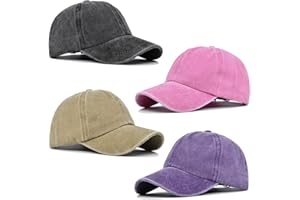 VIOKKO 4 Pieces Kids Toddler Boys Girls Baseball Hat Washed Distressed Cotton Baseball Cap