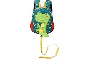 DB Dinosaur Toddler mini backpack with leash,children Kids baby harness bookbag (Green)