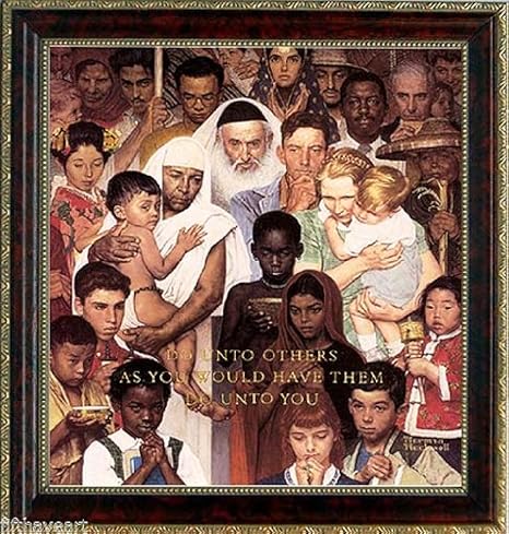 Amazon ノーマン ロックウェル ポスター Do Unto Others フレーム入りアートプリント インテリア オンライン通販