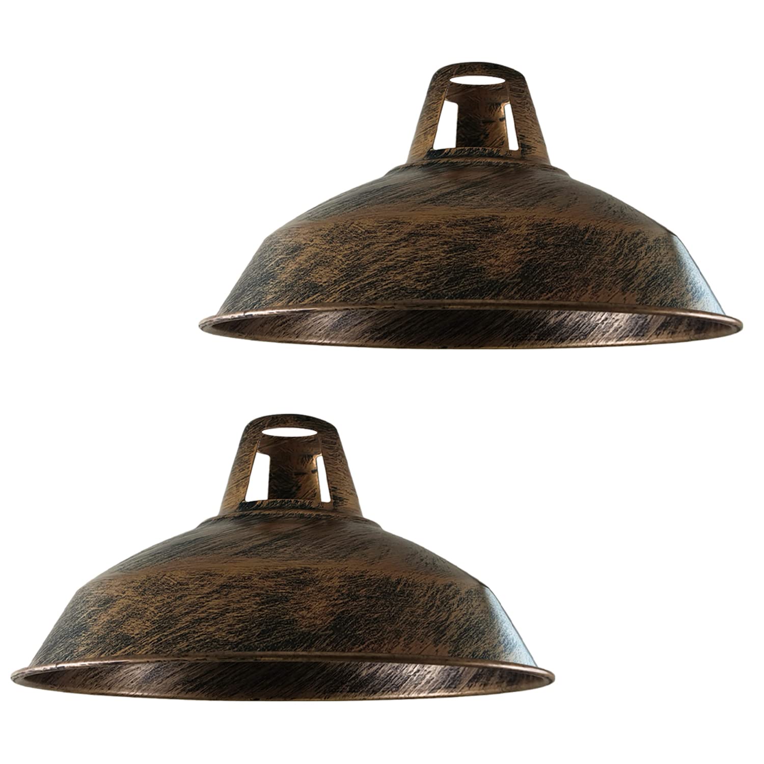 DC VOLTAGE 2 Pack Lamp Shade Metal Brushed Copper 30cm Modern Hanging Ceiling Lighting for Bedroom - Industrial Replacement Kitchen Light Shade Easy Fit E27 Hanging Pendant(Bulb Not Included)