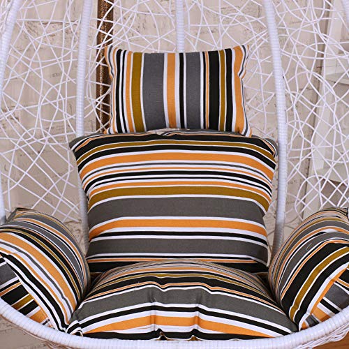 Lovehouse Hanging Egg Hammock Chair Cushion, Stripe Swing Seat Cushion Thick Rocking Chair Cushion with Pillow and arms-A