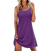Ekouaer Tank Nightgowns for Women Sleeveless Sleep Dress Crew Neck Sleep Shirt Comfy Pajama Dress
