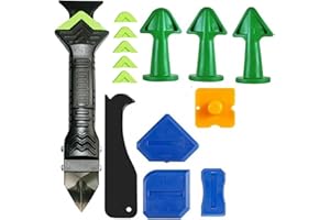 Asphodelia 15 PCS 5 in 1 Sealant Finishing Tool Set,Grout Remove Scraper,Glass Glue Angle Scraper, Stainless Steelhead Caulk 