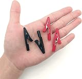 JZK 4Pcs Mini Insulated Crocodile Clips 2mm Banana Socket Red Black 41.2mm view 2