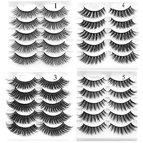 Mixed 3D Mink False Eyelashes Dramatic Long Fake Lashes Full Strips Thick Cross Wispy Volume Fluffy Eye Makeup Tools 5 Pairs - Thumbnail 7