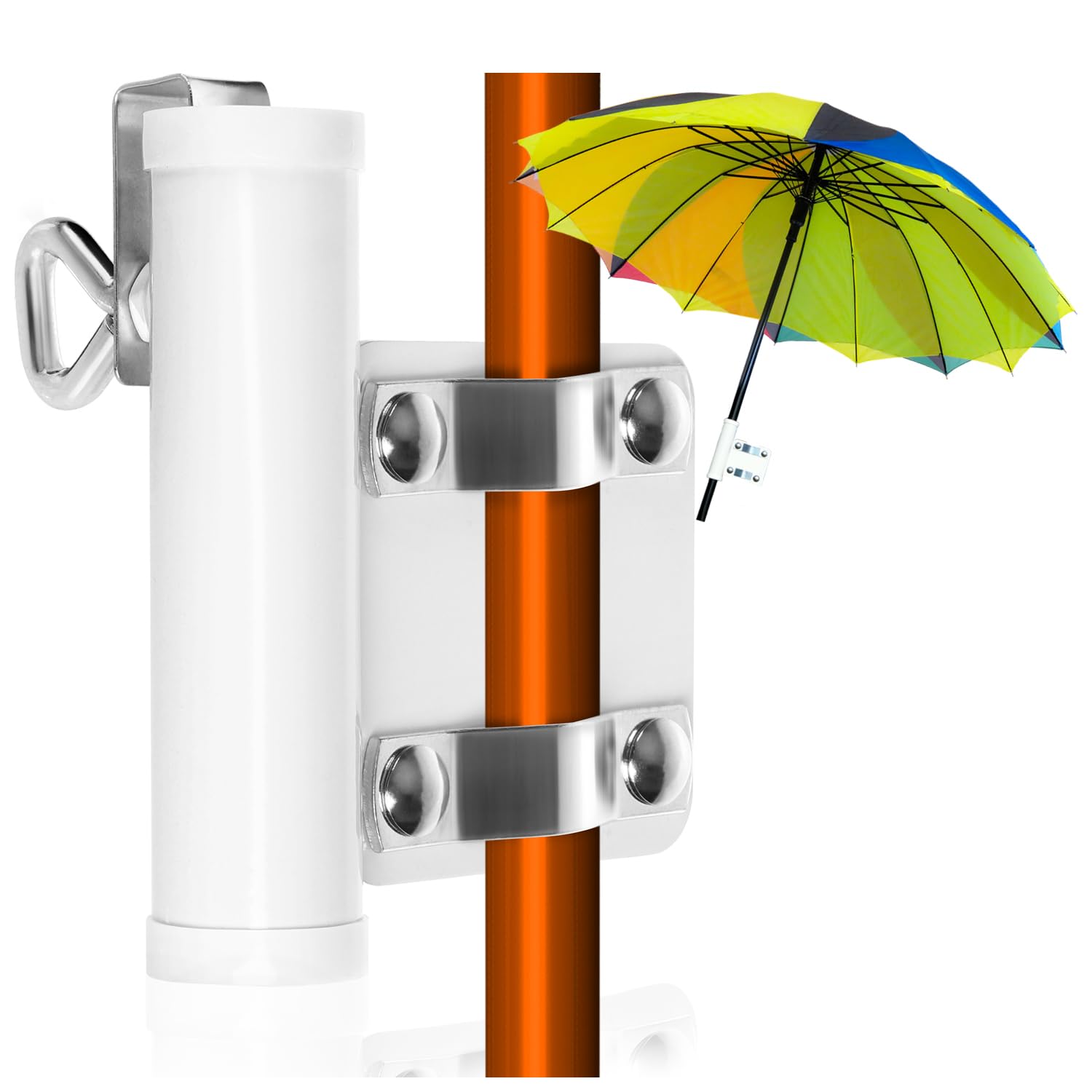 com-four® parasol holder for balcony railing - parasol balcony holder - parasol stand - umbrella holder up to 28 mm Ø, panel thickness up to 30 mm (01 piece - parasol holder handle)