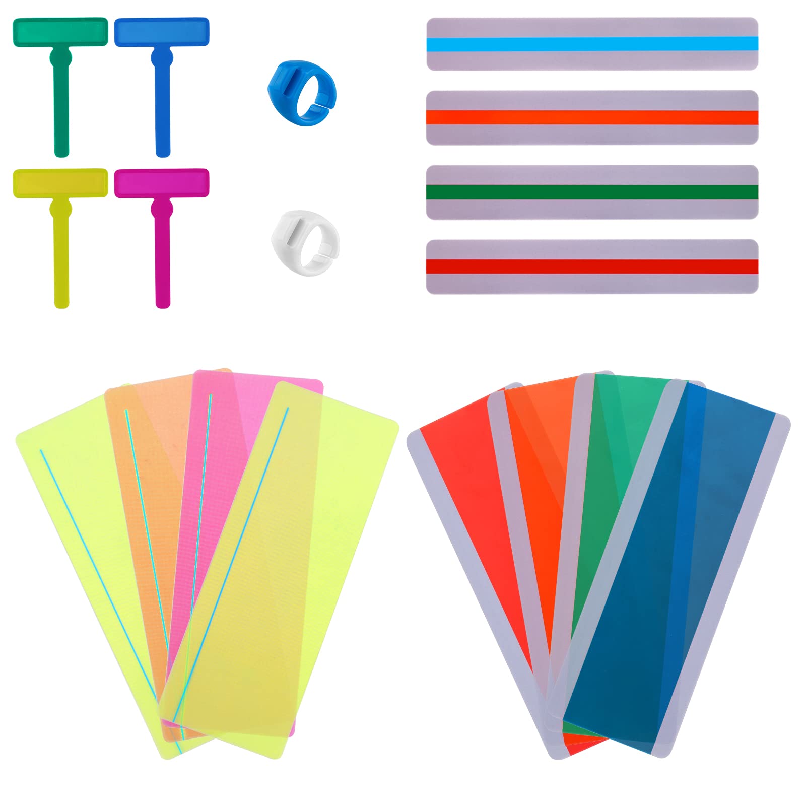 SAVITA 18pcs Guided Reading Strips, Finger Trackers Highlight Reading Ruler with Colored Overlay for Dyslexia Early Readers Children's Reading School Teachers