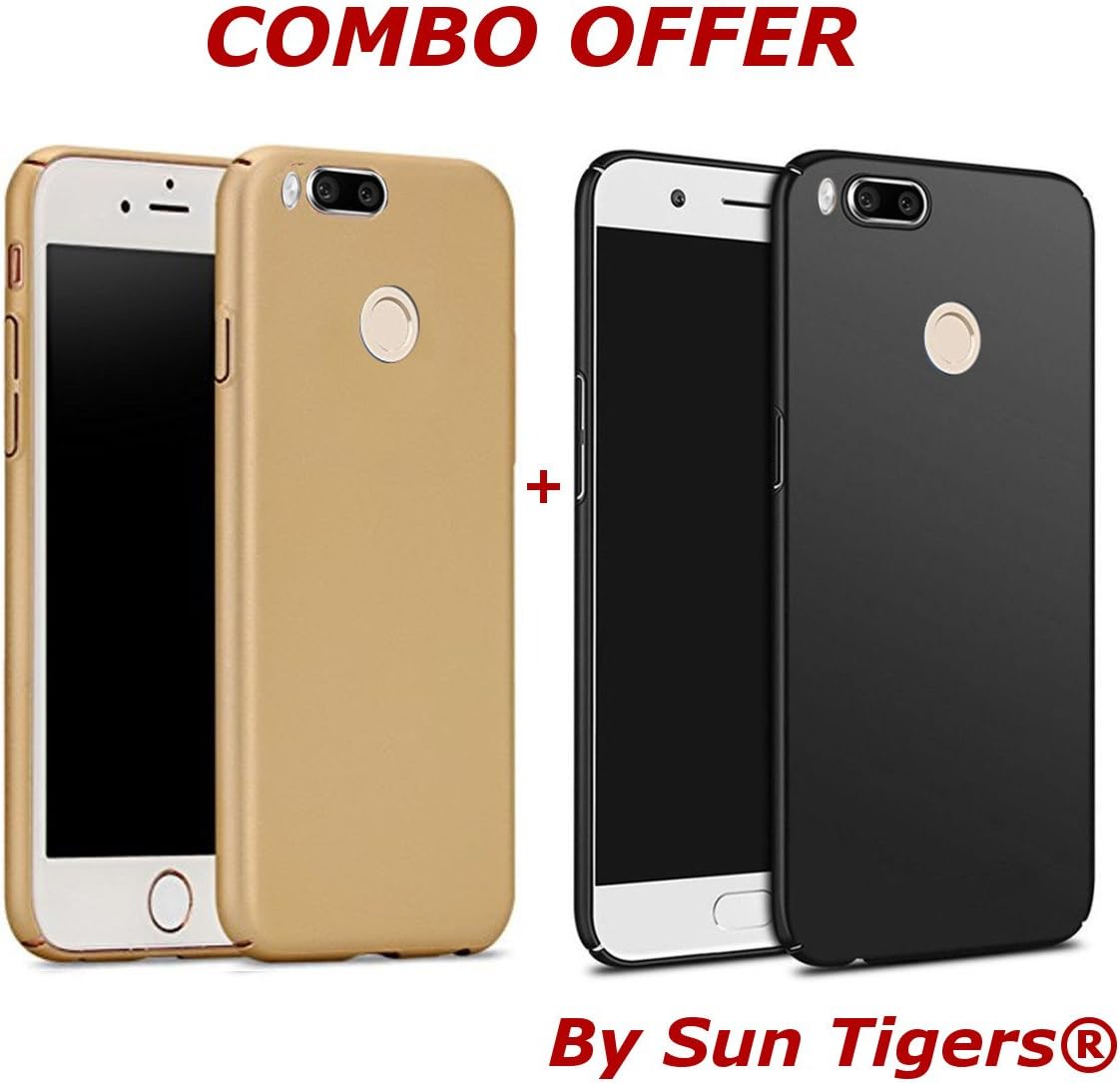 Mi A1 Combo(Two 4Cut Hard Back Cases for Mi A1 (Gold+Black),Xiaomi RedMi A1 by Sun Tigers®