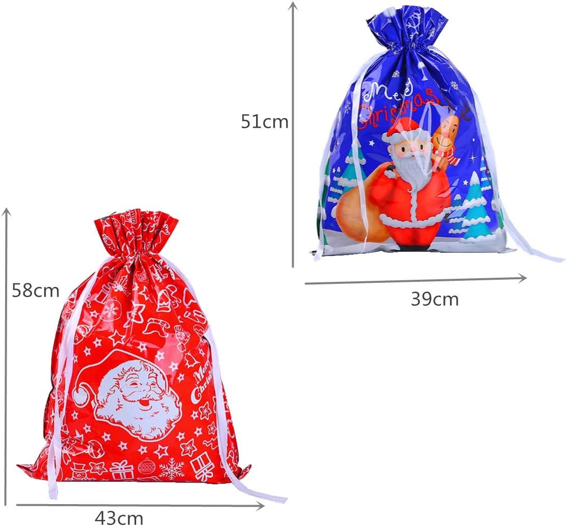 12 Pack Christmas Drawstring Gift Bag Large Bag,5 Design 4 Size Xmas Gift Wrapping Goodies Bags Treats Candy Bags Christmas Gift Bags,Wonderwrap Christma Bag for Presents,Xmas Gift Bags - Image 3
