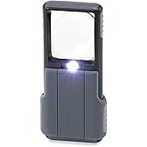 Carson MiniBrite LED Lighted Slide-Out Aspheric Magnifier with Protective Sleeve (PO-55), 5X, Gray