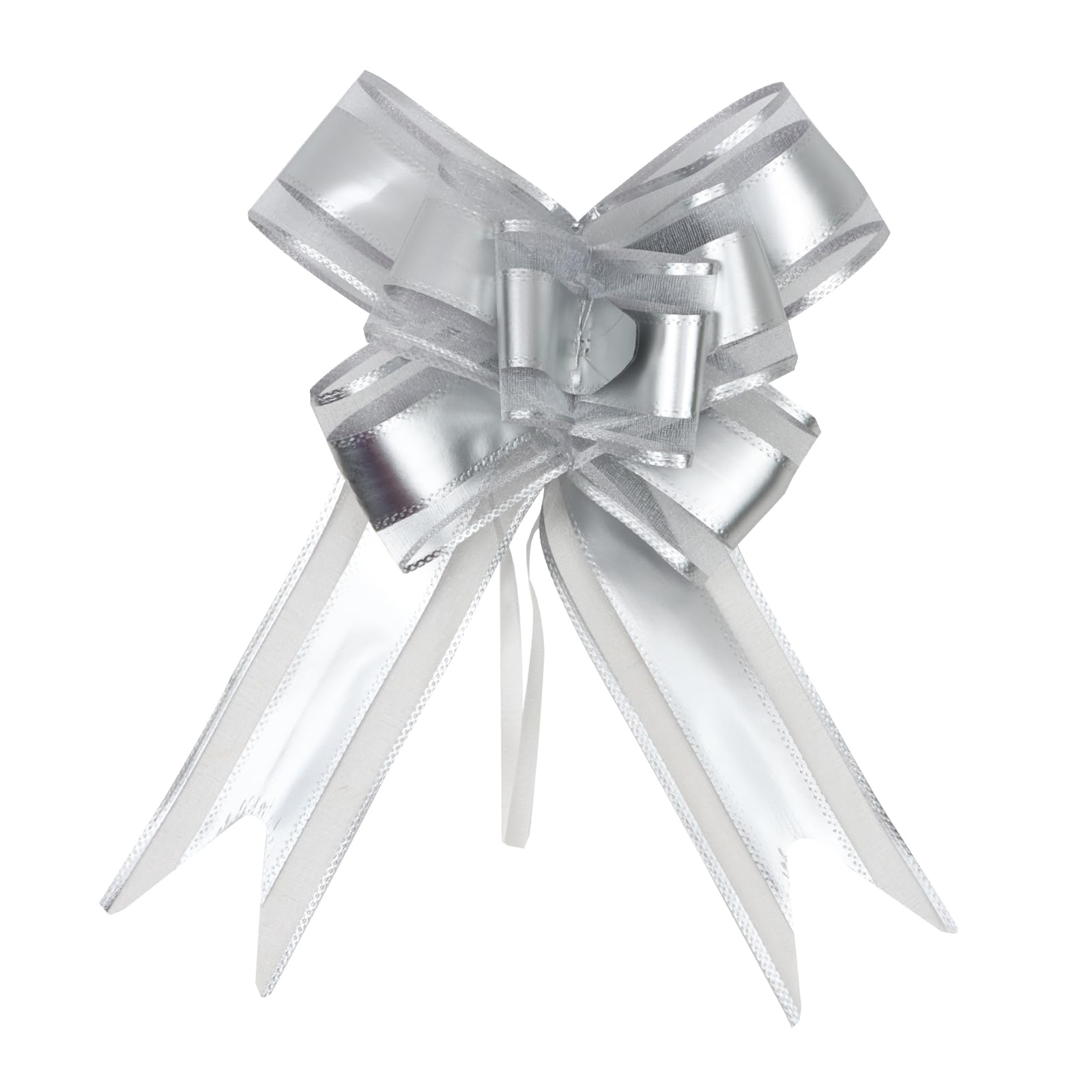 Photo 1 of 12Pcs Sliver Bows for Gift Wrapping Big Bow Christmas Gift Bows Sliver Ribbon Pull Flower Bows for Wedding Valentine's Day Party Birthdays Holidays Gift Wrapping Bows