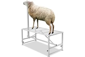 VEVOR Goat Milking Stand - 47x23 inch Metal Livestock Shearing Stand, Adjustable Height 21" to 33", with Headpiece and Nose Loop, 500lbs Capacity, Perfect for Sheep and Goats, White