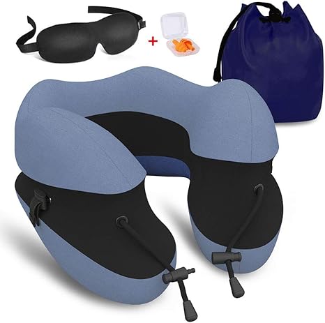 Amazon 年最新版 Shujin ネックピロー U型枕 携帯枕 昼寝 低反発素材 コンパクト 洗えるカバー 通気性が良い 軽量 男女兼用 旅行便利グッズ 旅行用 飛行機内 トラベルバス 自宅 オフィス 耳栓 アイマスク贈り 収納ポーチ付き 携帯枕 オンライン通販