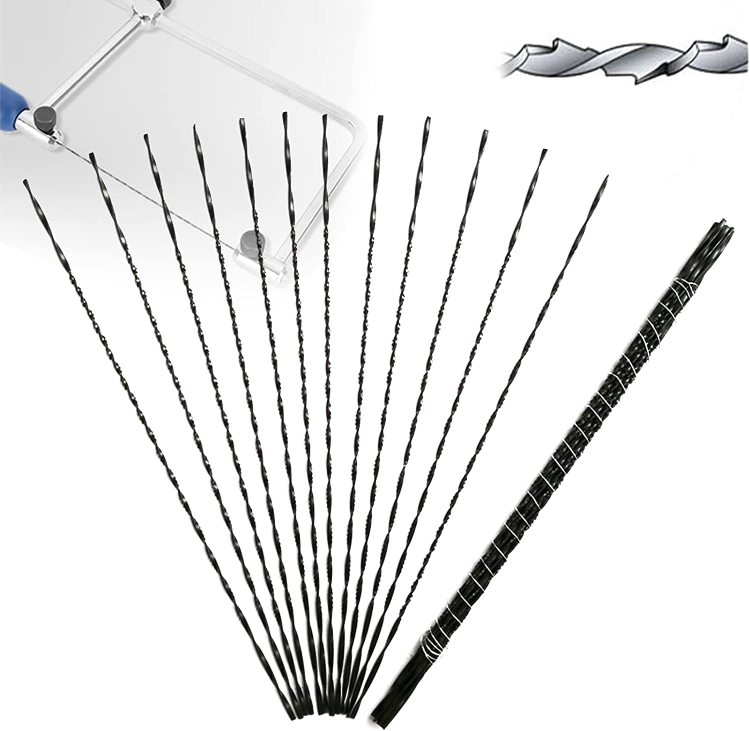 12 Pieces Scroll Saw Blades With Spiral Teeth, Teeth Pinned Scroll Saw Blades for Woodworking Saw Blades, for Wood Metal Plastic Cutting Sawing Carve Fits Most of Major Saw Brands etc. (4#)