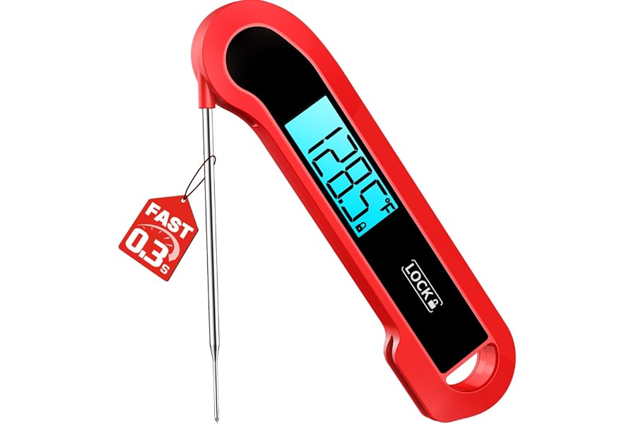 0.3 Sec Instant Read Meat Thermometer Digital for Cooking, ±0.5℉ Precision, Food Thermometer for Grilling, Air Fryer, Smoker, Candy, BBQ Essentials, Kitchen Gadgets, Gift for Dad Him Men, Red