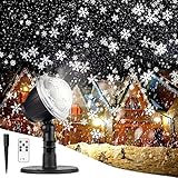 Christmas Projector Lights Outdoor LED Snowflake Christmas Lights with Remote Control, Outdoor Landscape Patio Garden Decorative Lighting for Christmas Xmas Holiday Birthday Party Stage