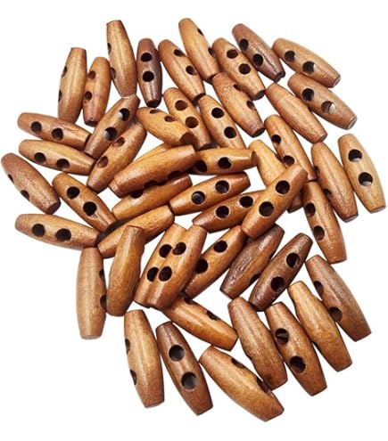 GORGECRAFT 70 Botones De Palanca De Cuerno De 5 Colores, 40 Mm De Largo, Forma Ovalada, 2 Agujeros, Botón De Madera, Color Café Para Chamarra, Chamarra, Suéter, Ropa De Costura, Accesorios De