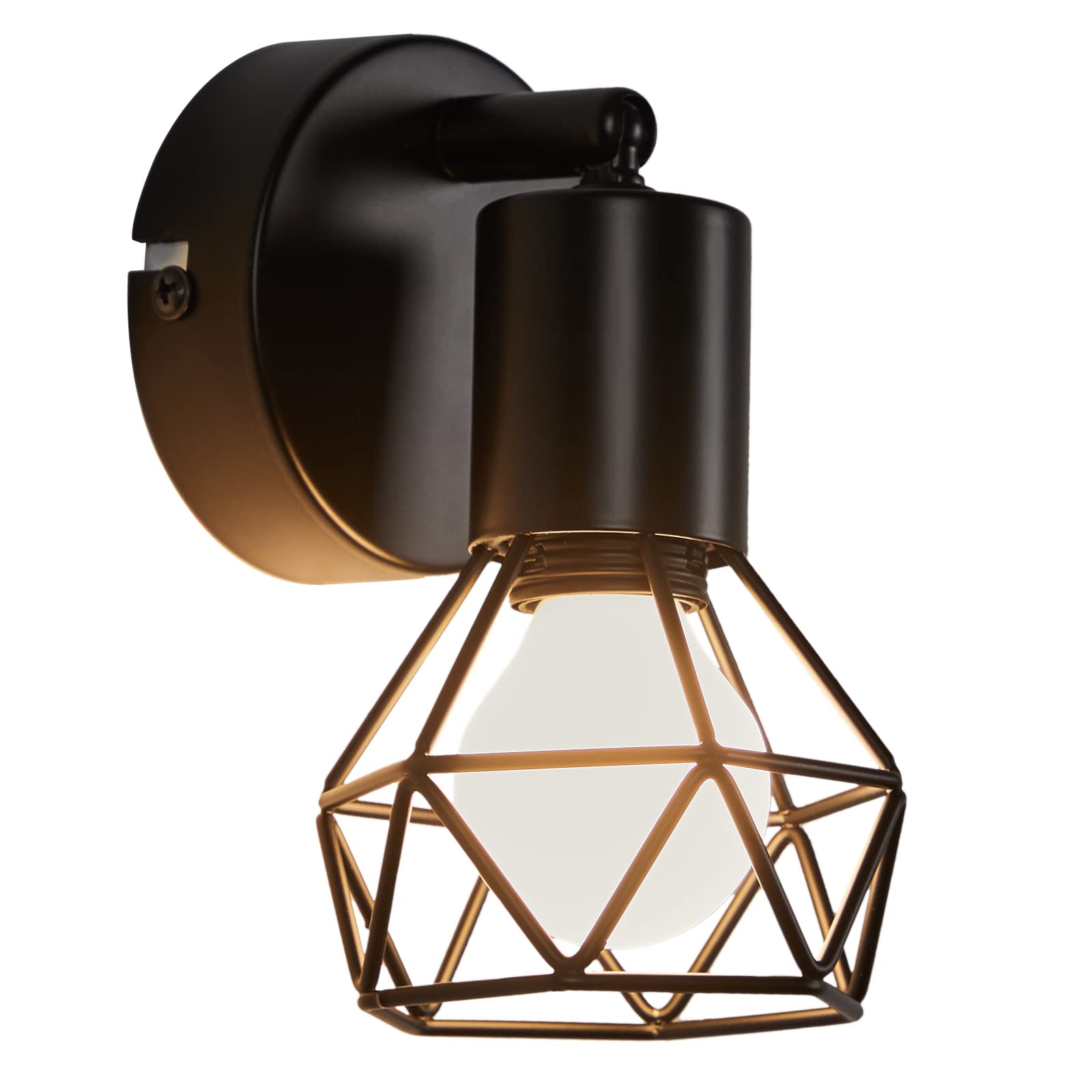 FORCOSO FOCOSO Black Ceiling Spotlights, Vintage Ceiling Spot E14, 350° Adjustable Wall Lamp 1 Bulb Max. 40W, Indoor Wall Light for Living Room Bedroom Office Kitchen Hallway, Bulb Not Included