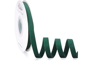 Ribbli Forest Green Velvet Ribbon Double Faced 3/8 Inch 10-Yard Spool Forest Green Ribbon Use for Christmas Tree Ornaments Gift Wrapping Wreath Decoration Wedding Boutonnieres