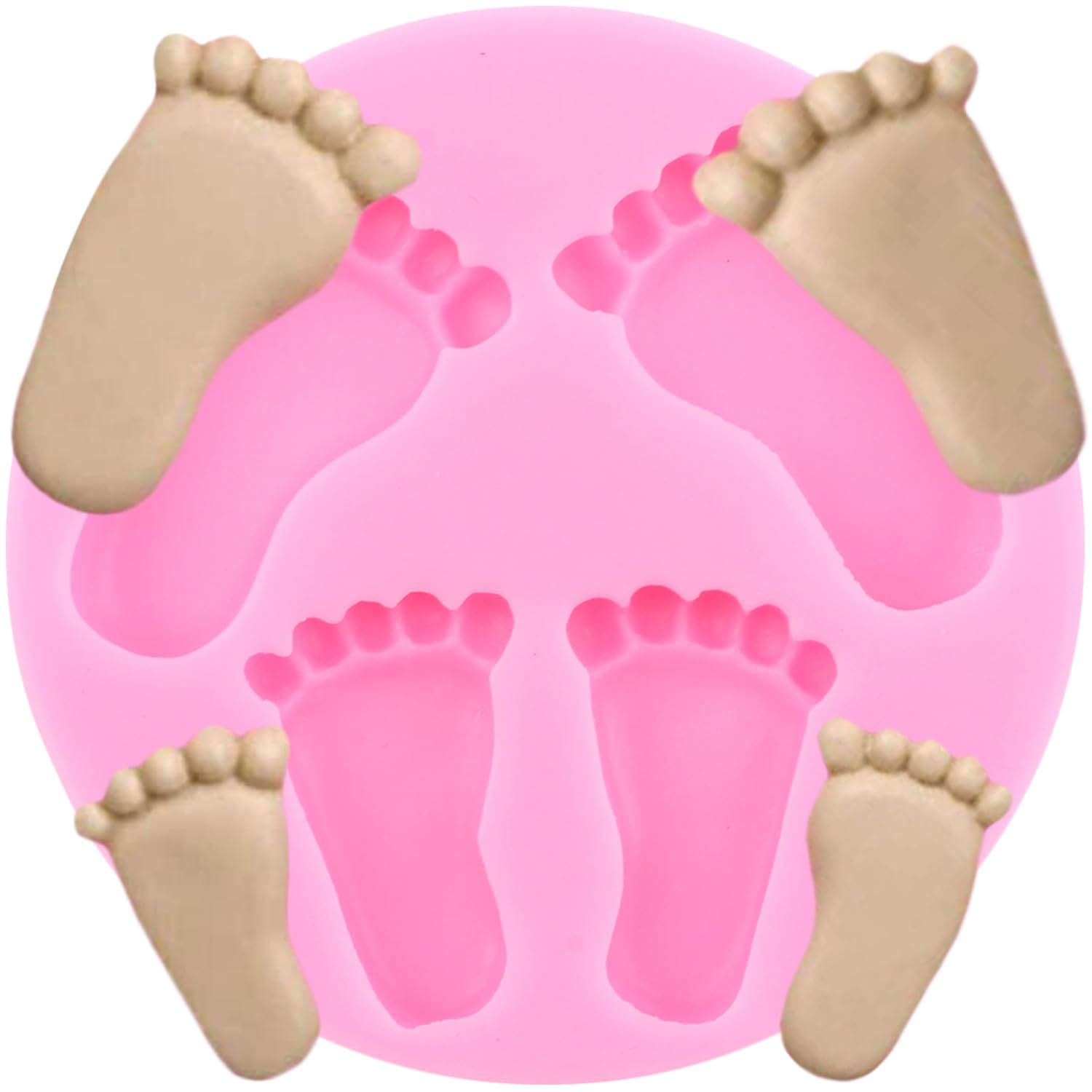 XMOLDNMS Baby Foot Fondant Mould Baby Foot Print Silicone Moulds for Cake Decoration Cupcake Topper Chocolate Candy Polymer Clay Gum Paste