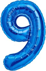 Jonami Balloon 9 Blue XXL 40” Foil Balloon Helium Birthday Decoration