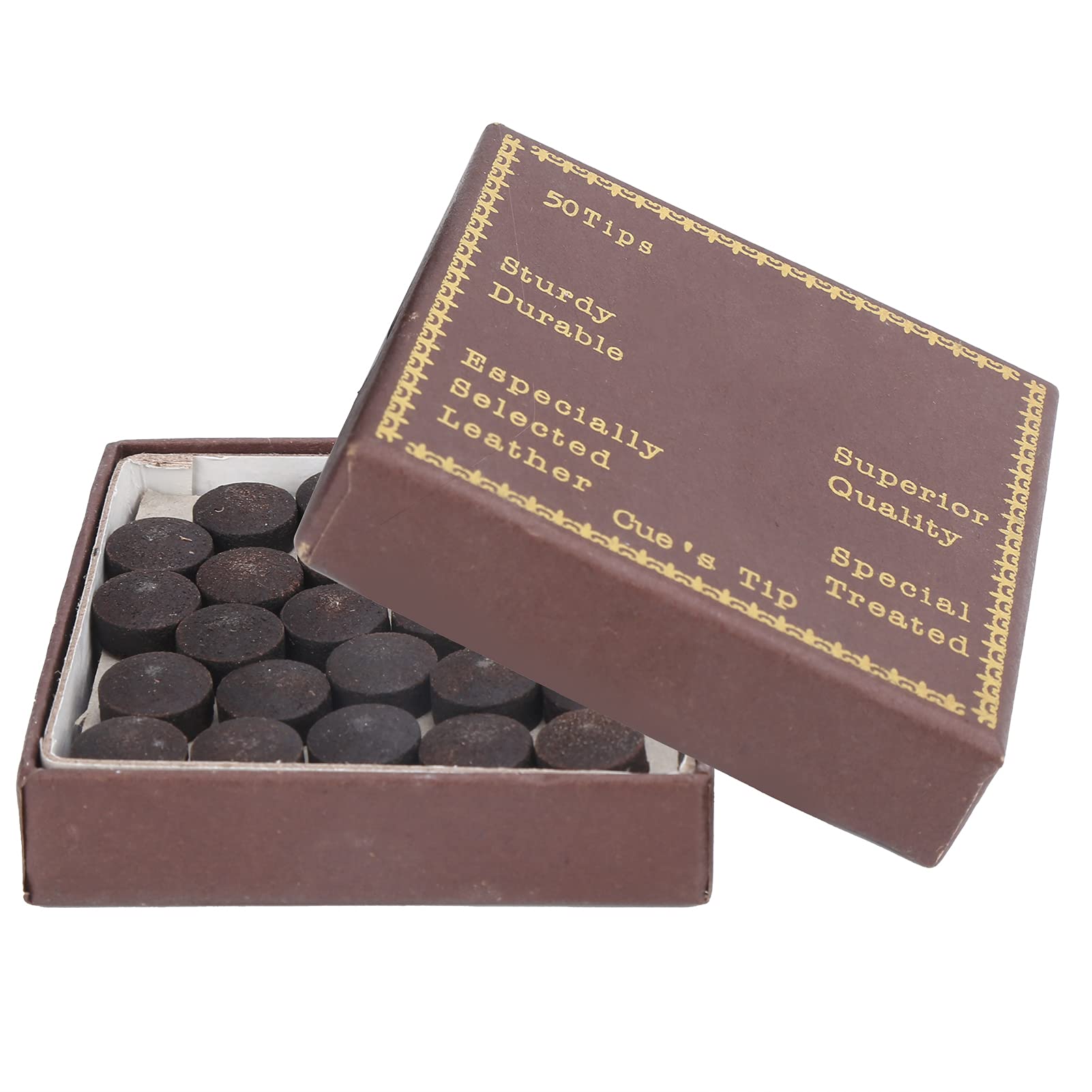 SUNGOOYUE Red Leather Snooker Cue Tips,50pcs/box 12mm Cue Tips Kit Snooker Red Leather Cue Stick Tips for Pool Eight Nine Ball