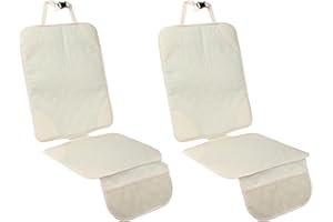 AOKJOY 2 Pack Car Seat Protector for Child Car Seat Car Seat Covers Non-Slip Bottom 2 Mesh Pockets for Baby and Pet Beige
